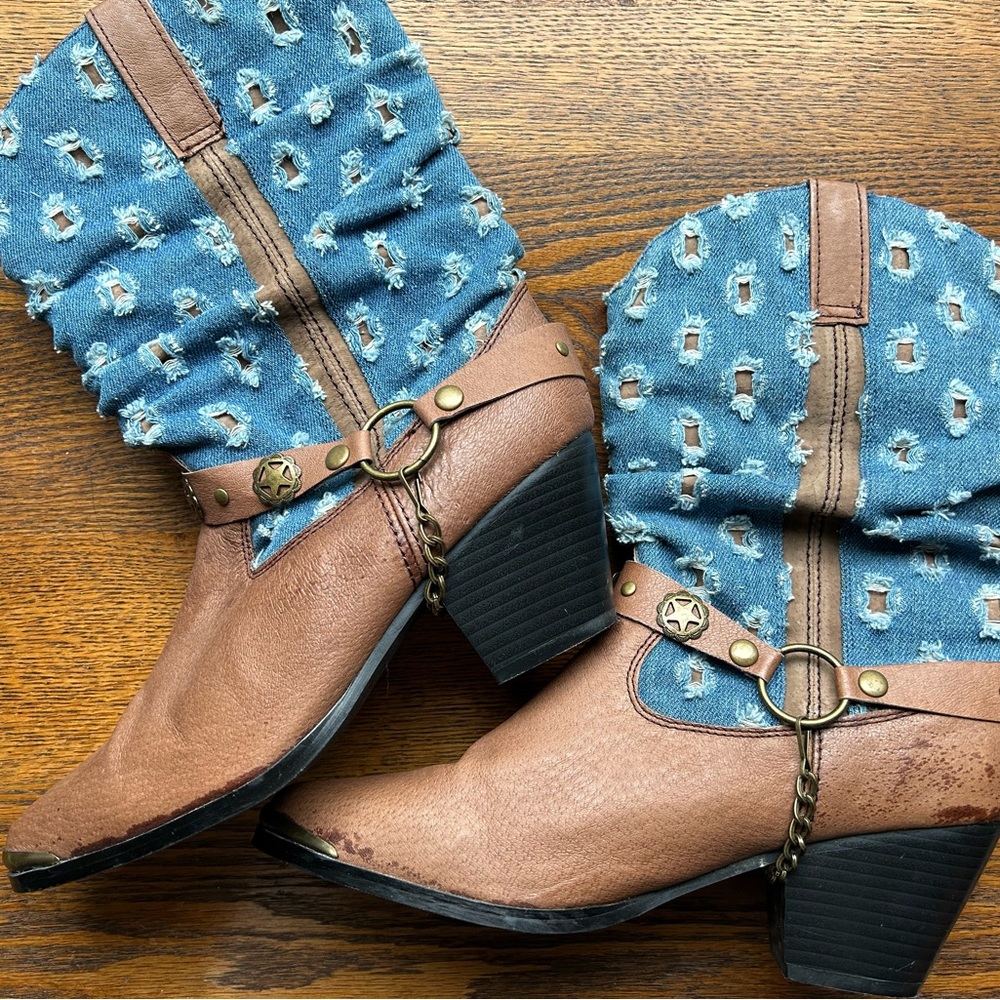 Dingo Denim and Leather Cowgirl Boots